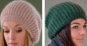 Модні в'язані спицями жіночі шапки на весну, осінь, зиму: опис зі схемою